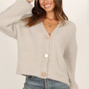 Petal & Pup Soft Gray Cardigan, Size Large